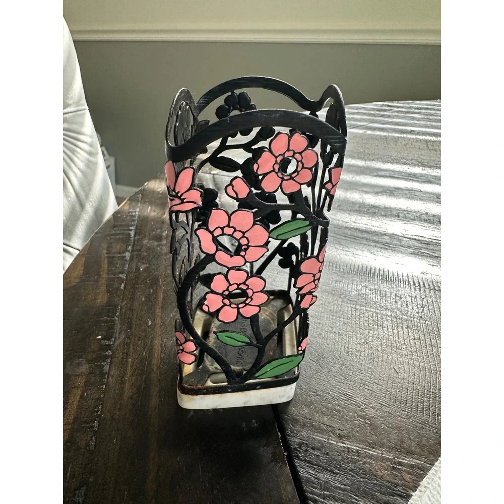 Bath & Body Works Pink Floral Metal Soap Sleeve Holder with Marble Base SD348